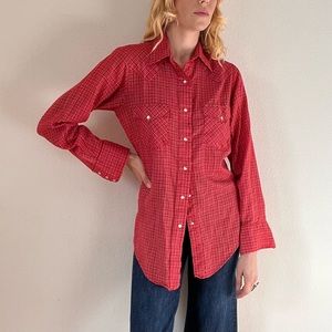 Vintage 70s Western Plaid Button Up